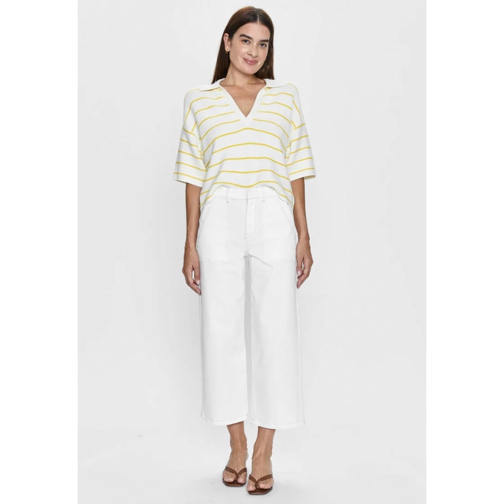 Pistola Sophia Wide Leg Crop Utility Pant Ivory/White Size 27